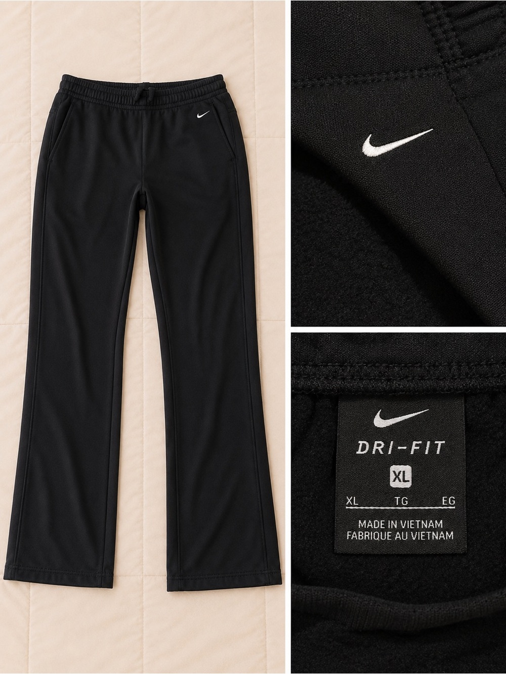 Nike women’s Black Dri-FIT Jogger Pants with White Swoosh
